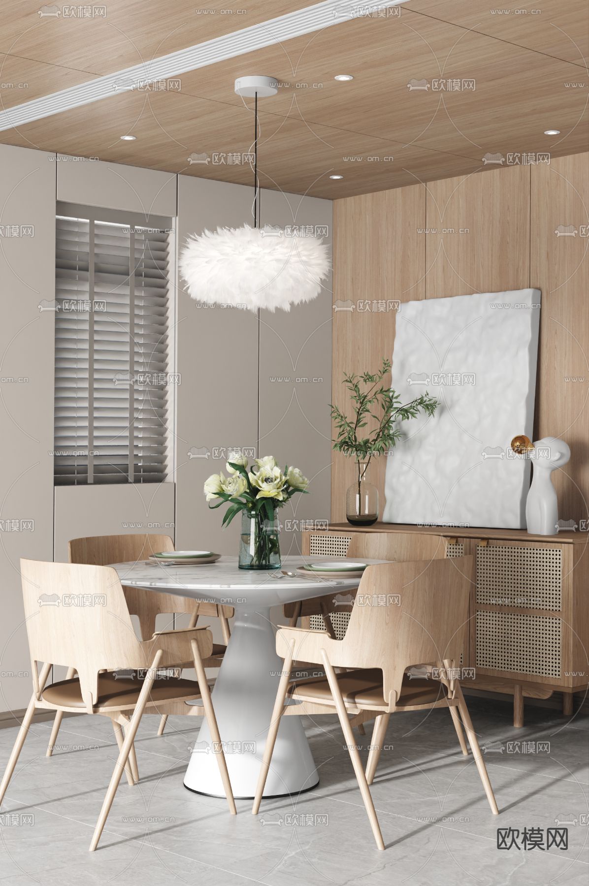 WED中熙设计 北欧餐厅3d模型下载