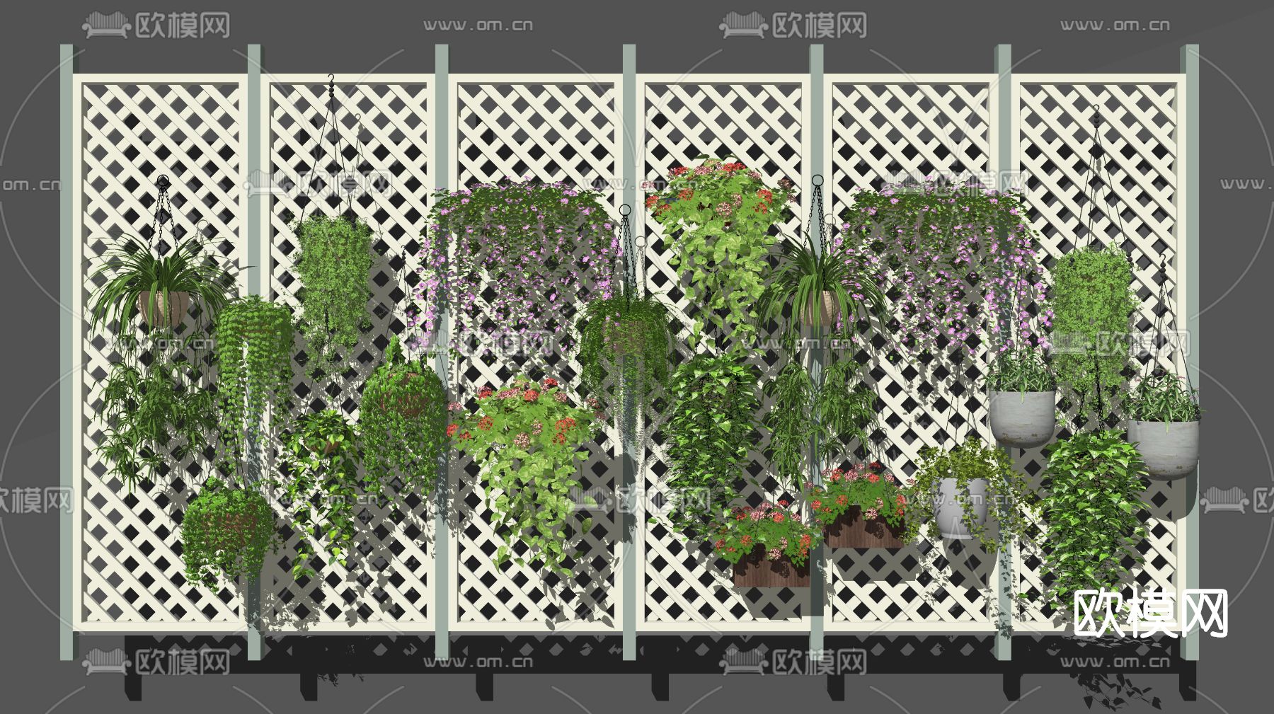 现代吊篮盆栽su模型下载（渲染图2）