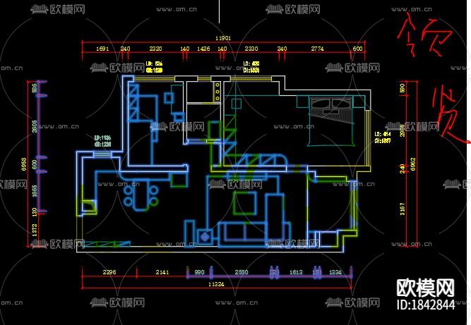 北滘领贤公馆15座户型cad施工图下载