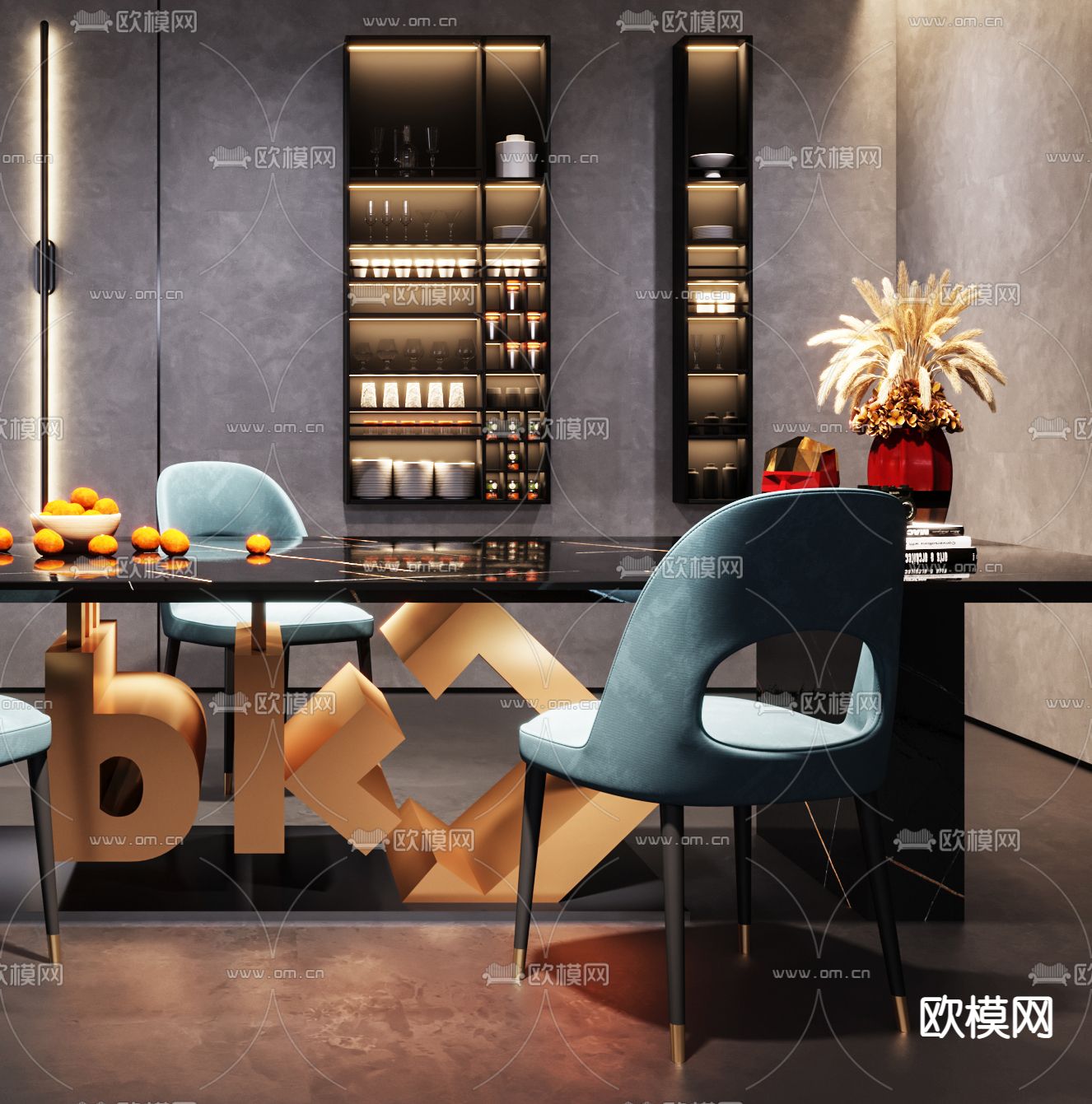 工业风餐厅3d模型下载（渲染图2）