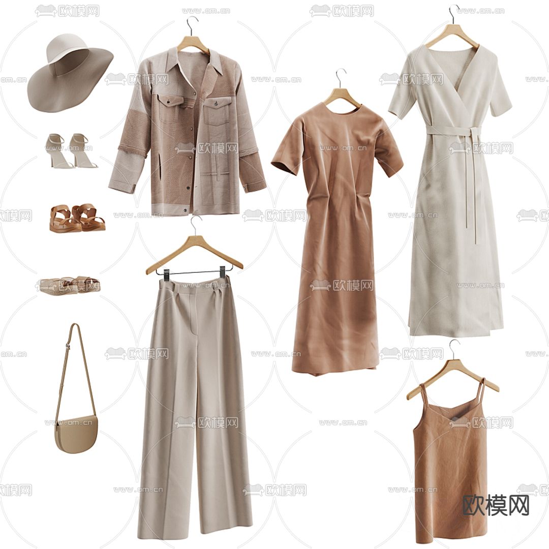 现代衣架服装鞋子3d模型