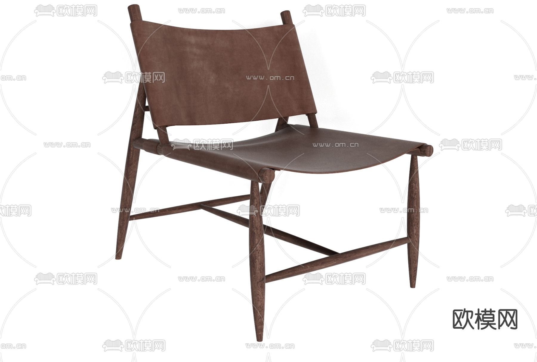 侘寂实木休闲椅免费3d模型下载