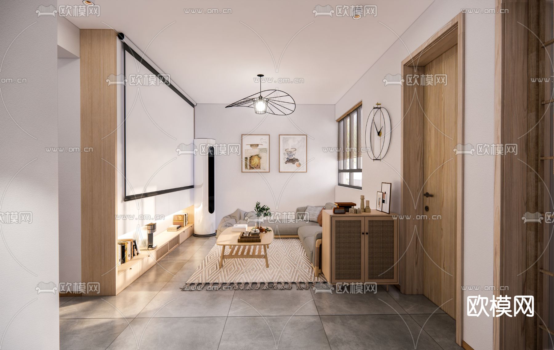 日式客餐厅su模型下载（渲染图1）