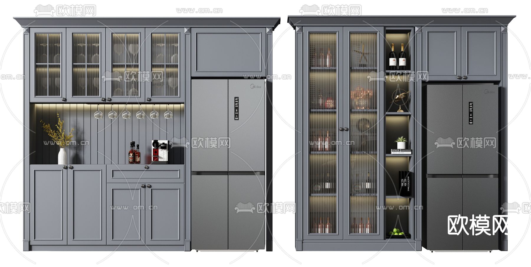 美式酒柜su模型