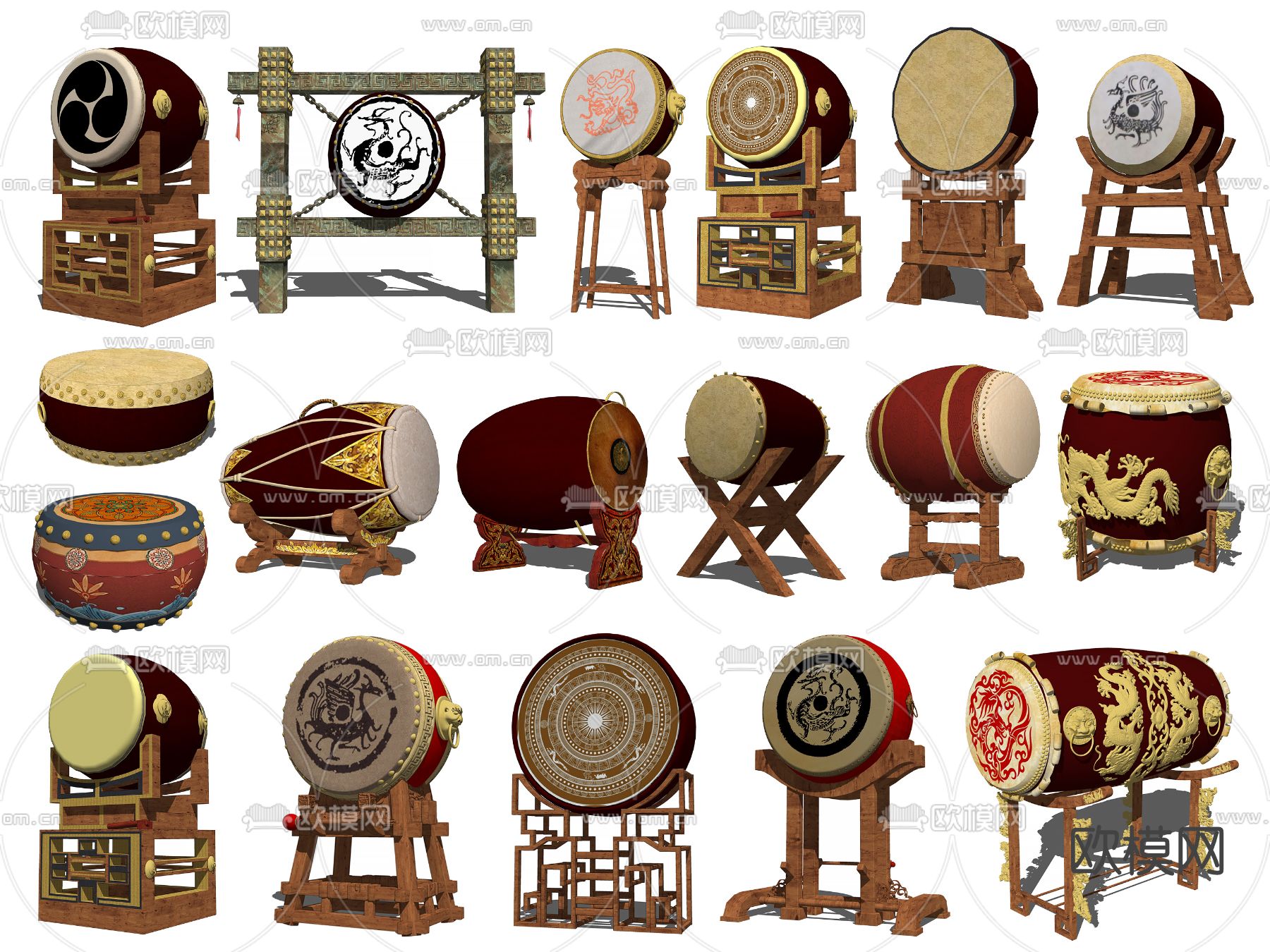 中式民族古典乐器su模型下载