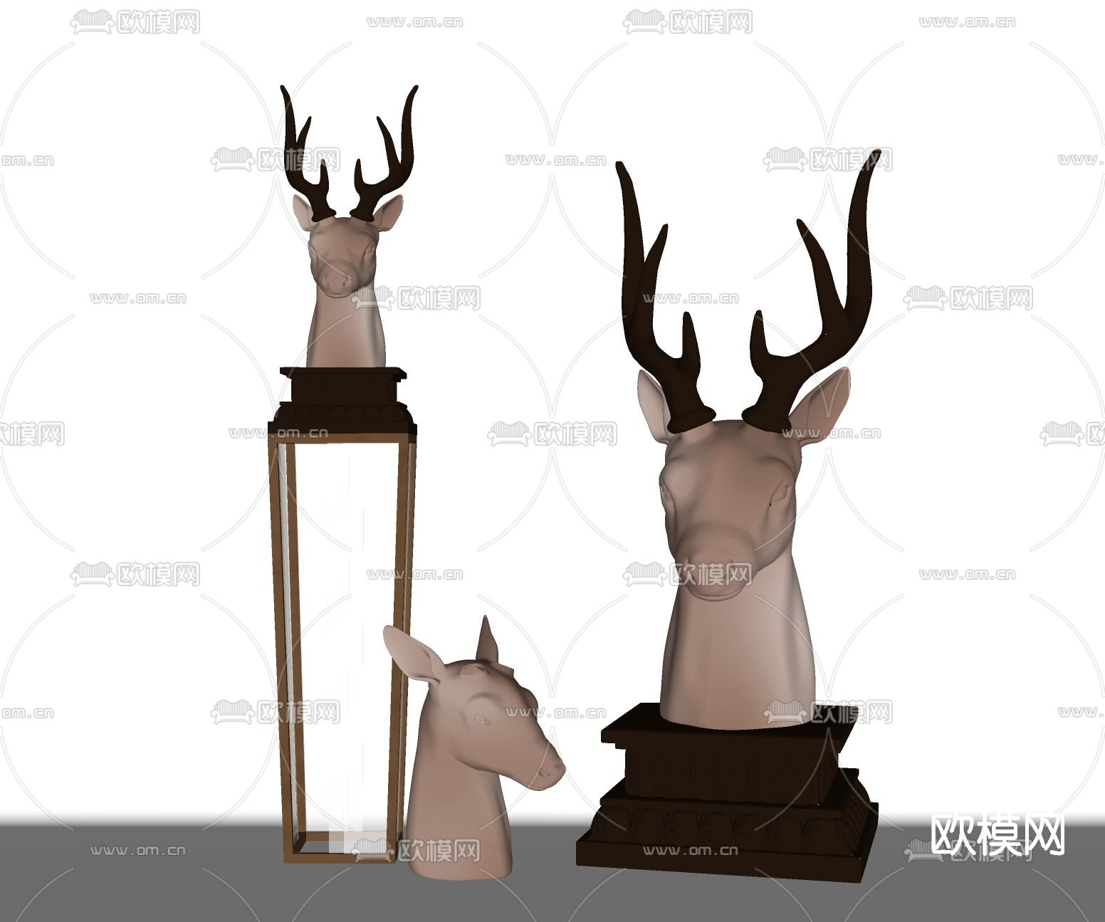 北欧麋鹿雕塑su模型下载（渲染图2）