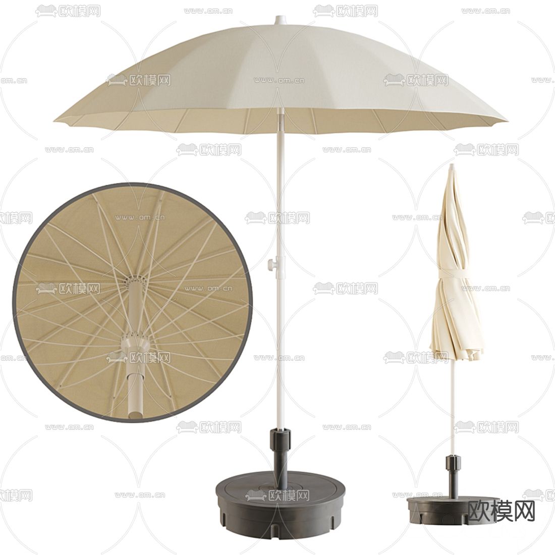 现代户外遮阳扇太阳伞3d模型下载（渲染图2）