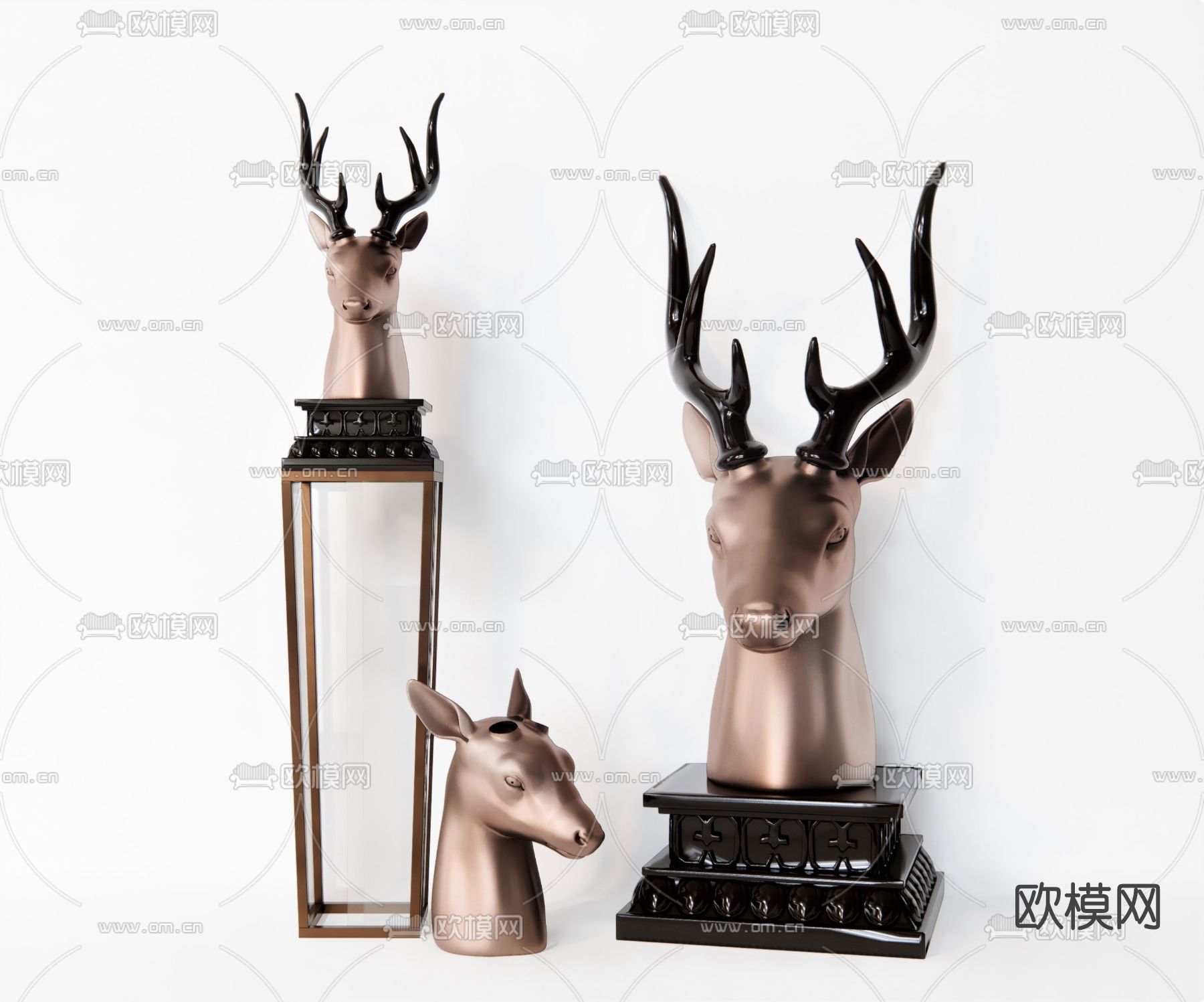 北欧麋鹿雕塑su模型下载（渲染图1）