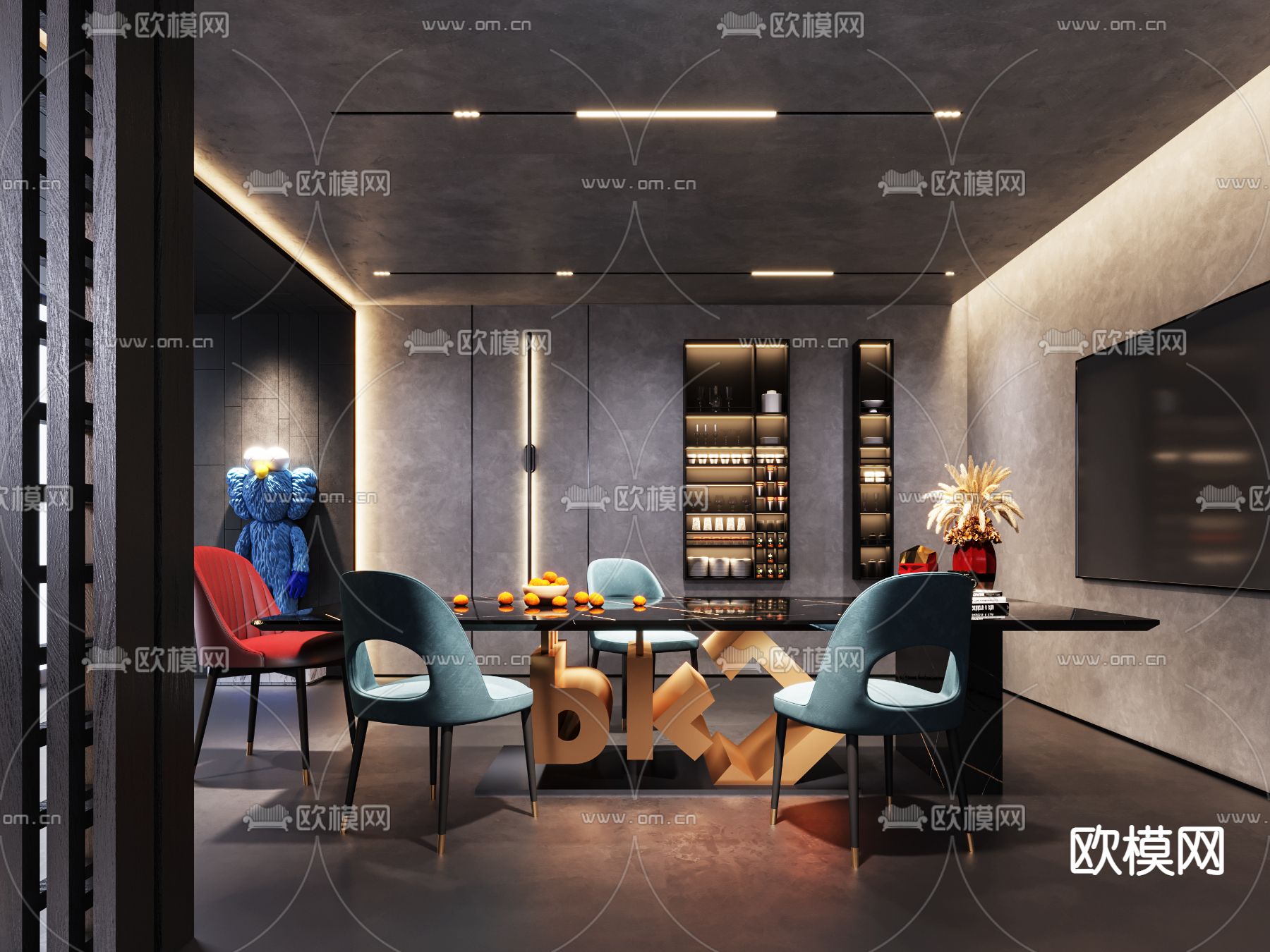 工业风餐厅3d模型下载（渲染图1）