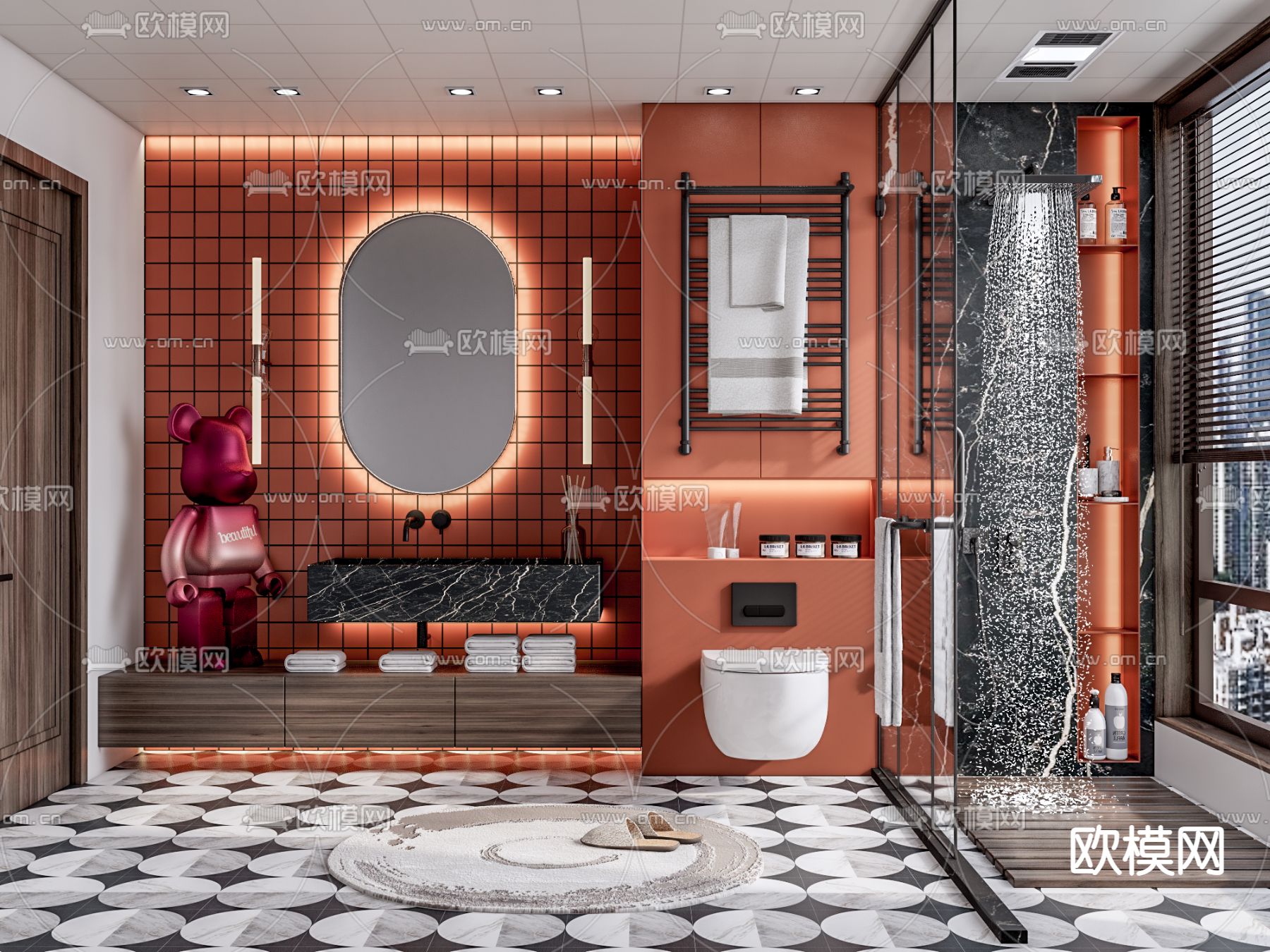 北欧卫生间su模型下载（渲染图1）