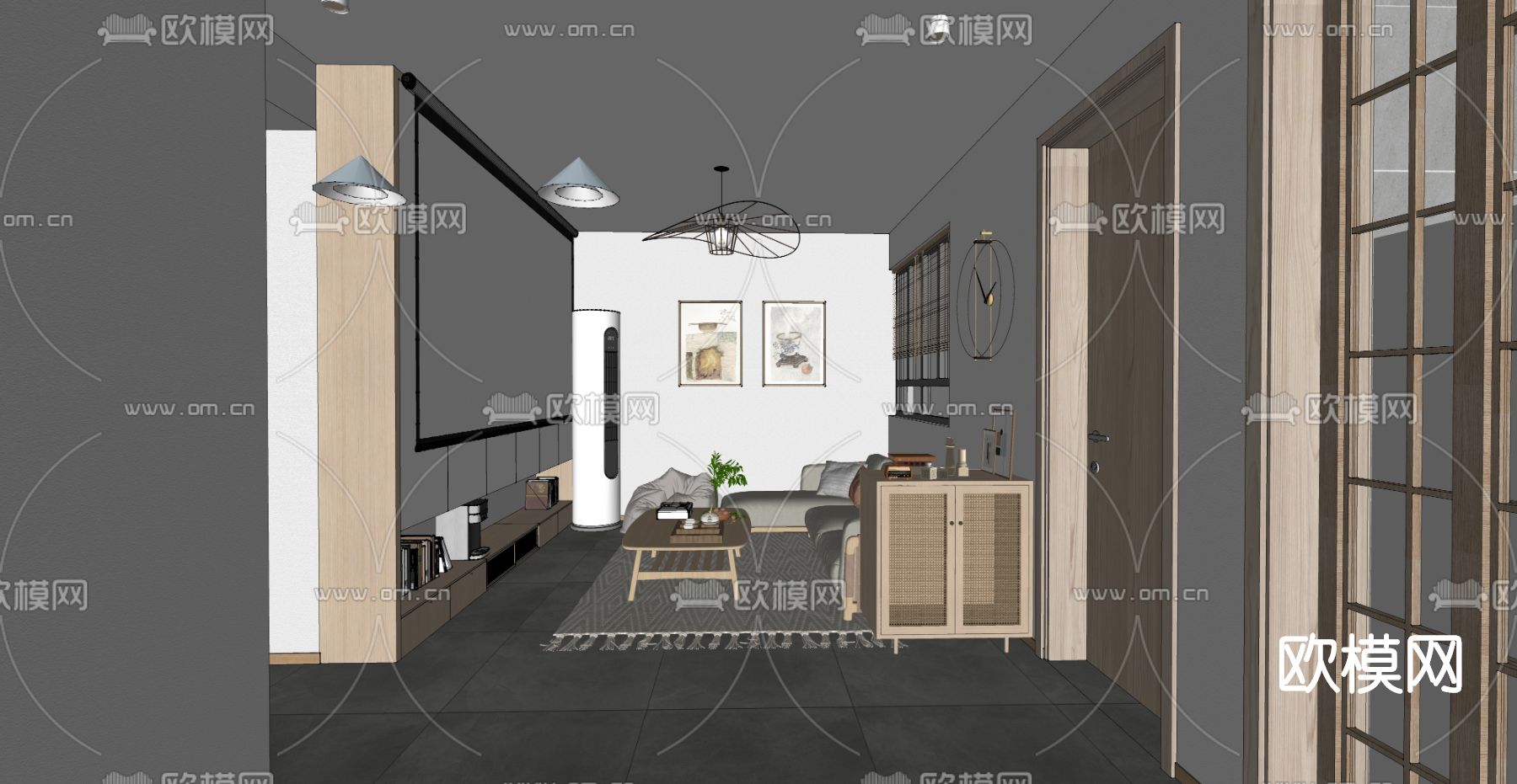 日式客餐厅su模型下载（渲染图4）