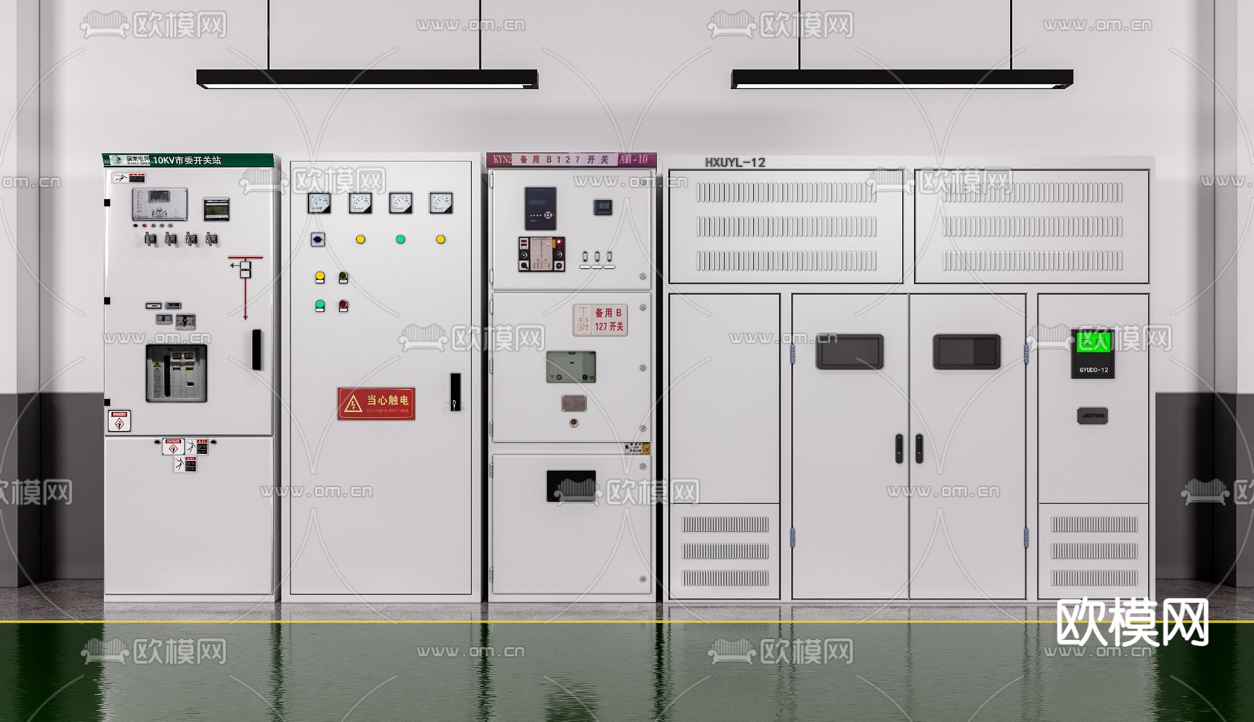 现代电力供电设备组合3d模型下载