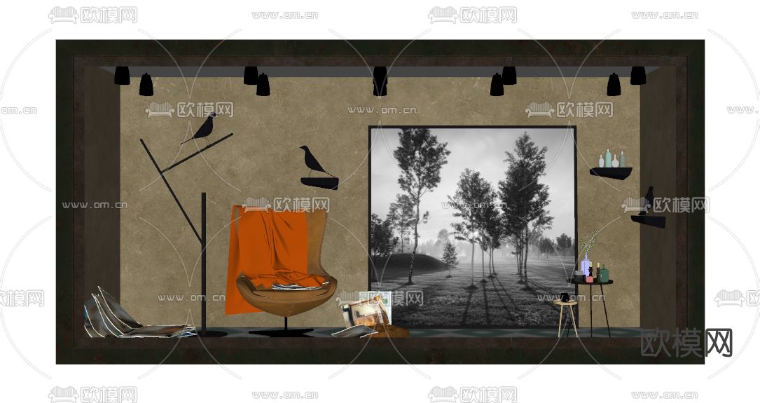 现代橱窗su模型下载（渲染图2）