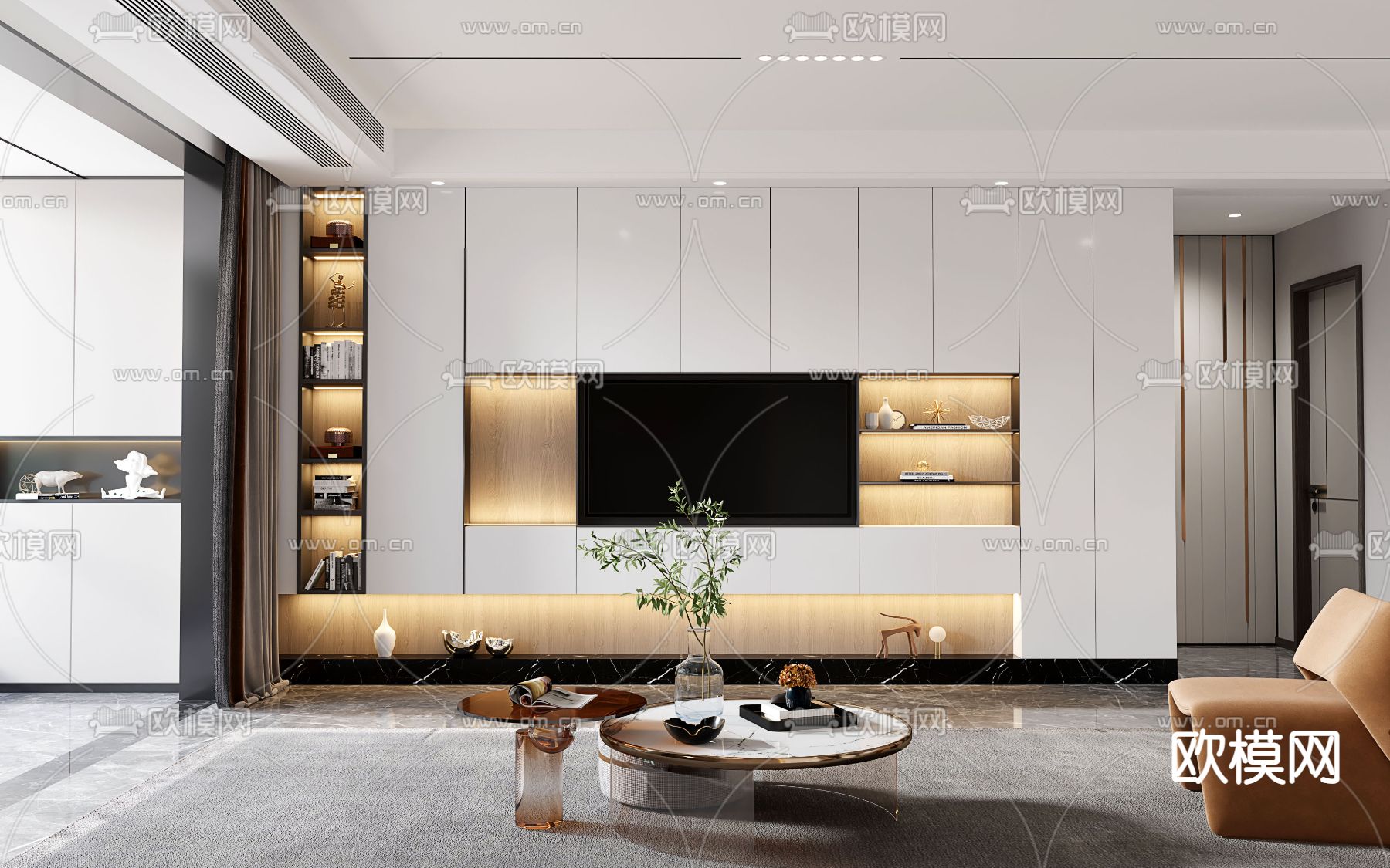 现代轻奢客餐厅3d模型下载（渲染图4）