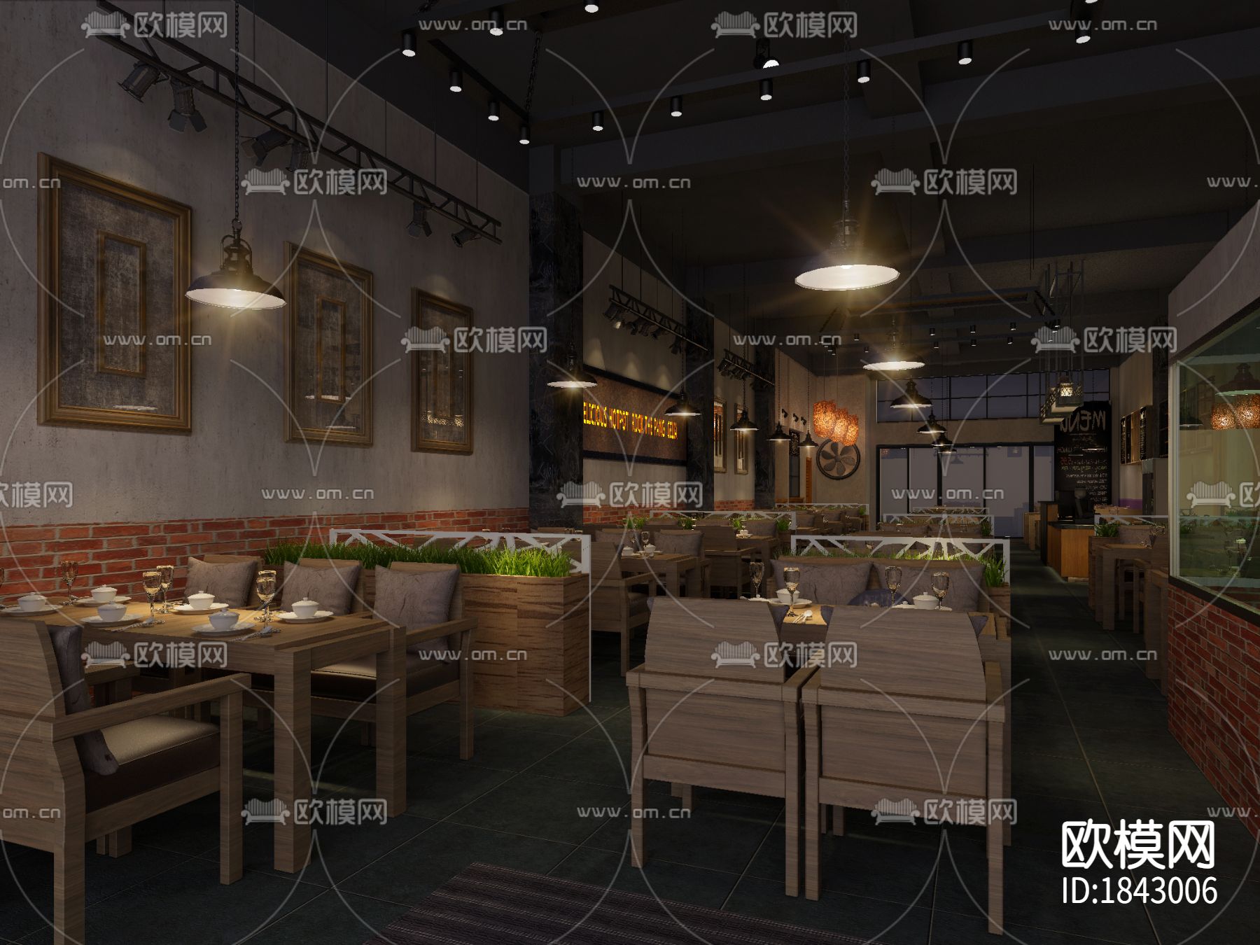 火锅店cad施工图下载（渲染图2）