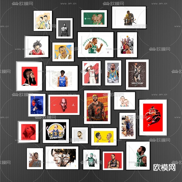 现代篮球明星装饰画3d模型下载