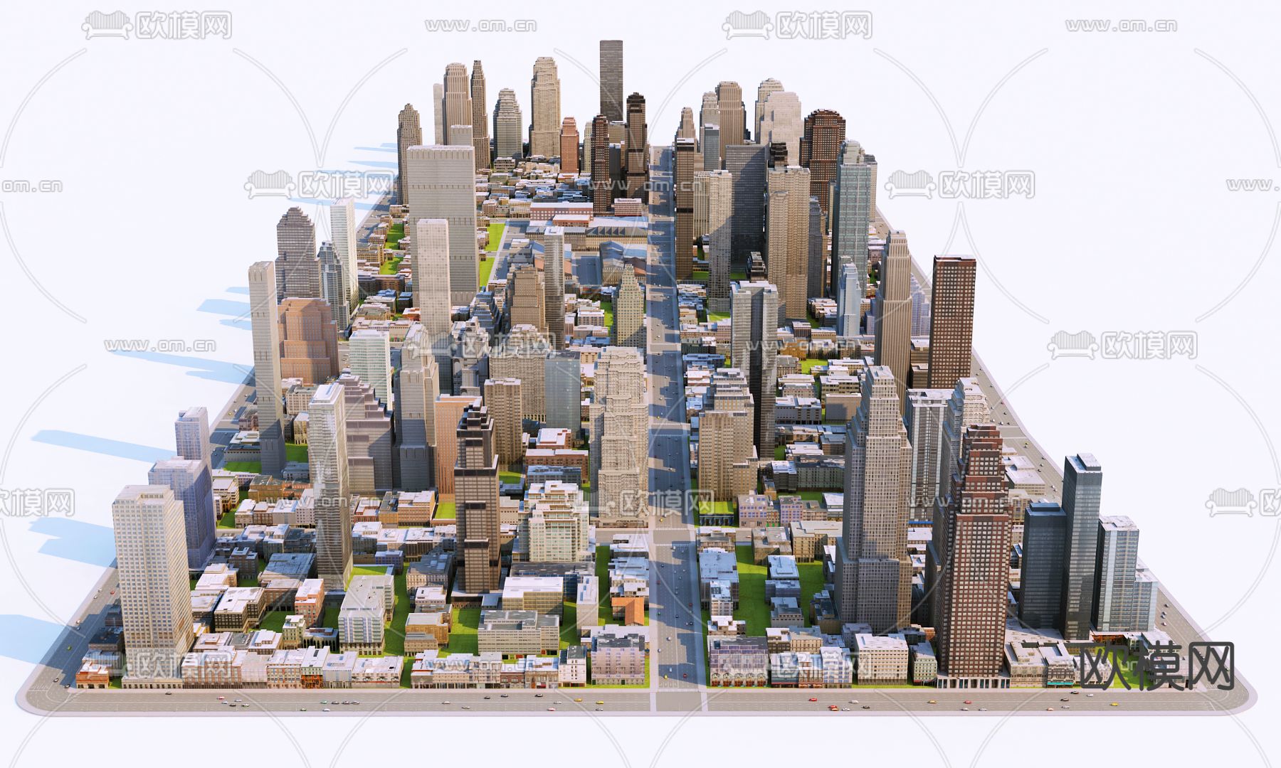 现代城市规划鸟瞰3d模型下载