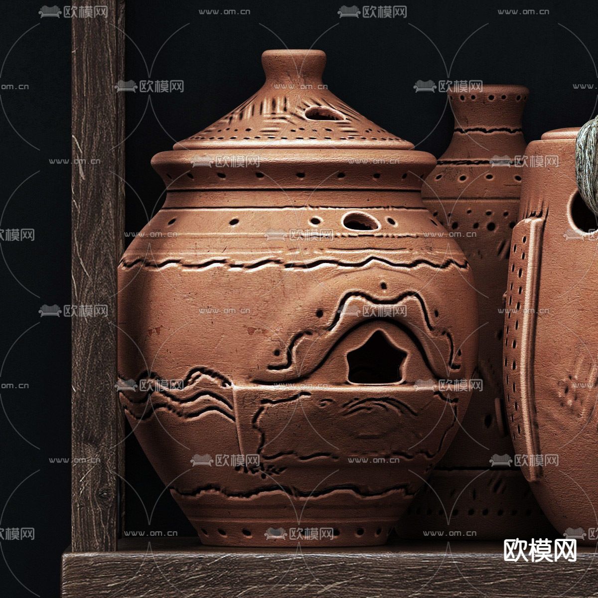 侘寂陶瓷器皿3d模型下载（渲染图2）