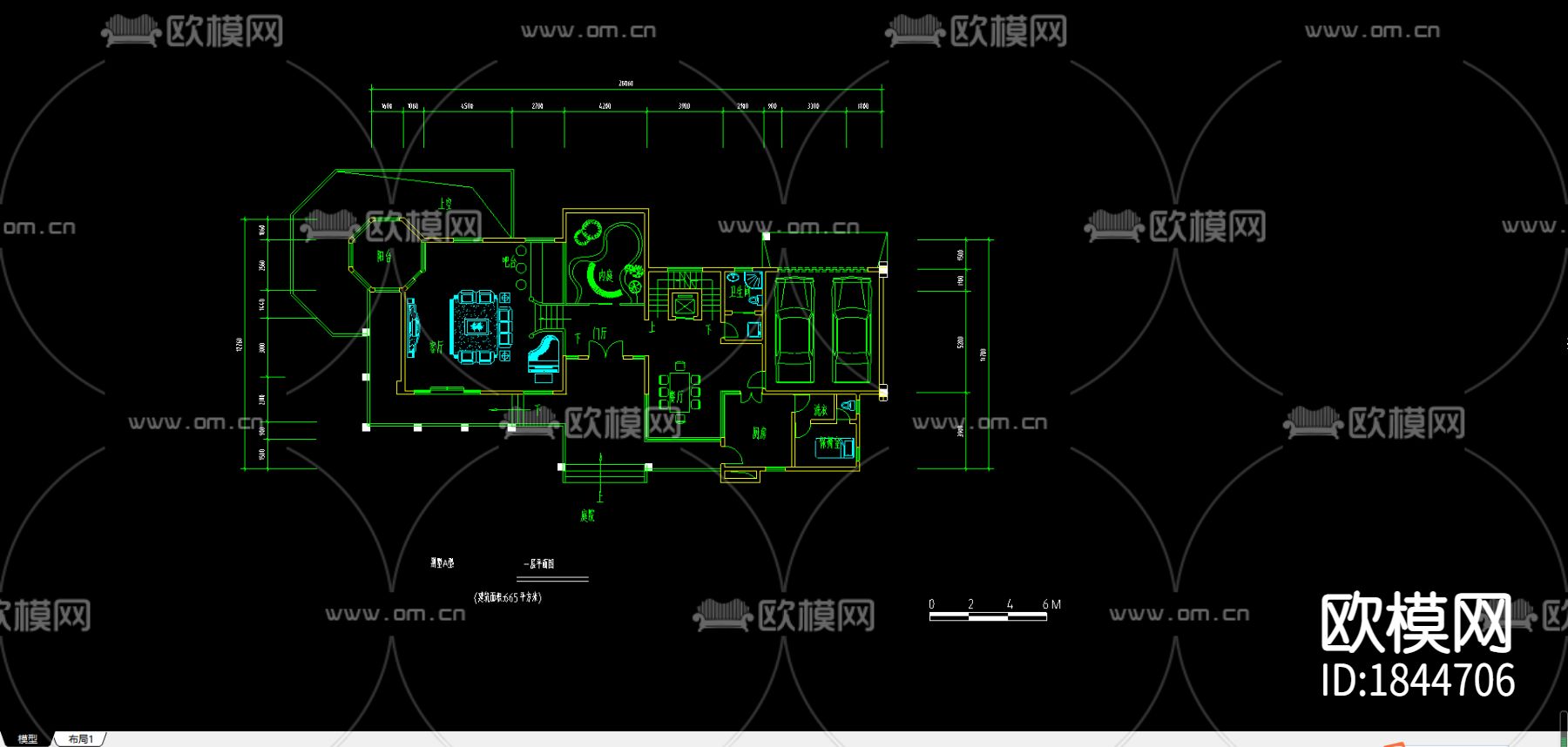别墅经典户型cad施工图-免费3dmax模型库-欧模网