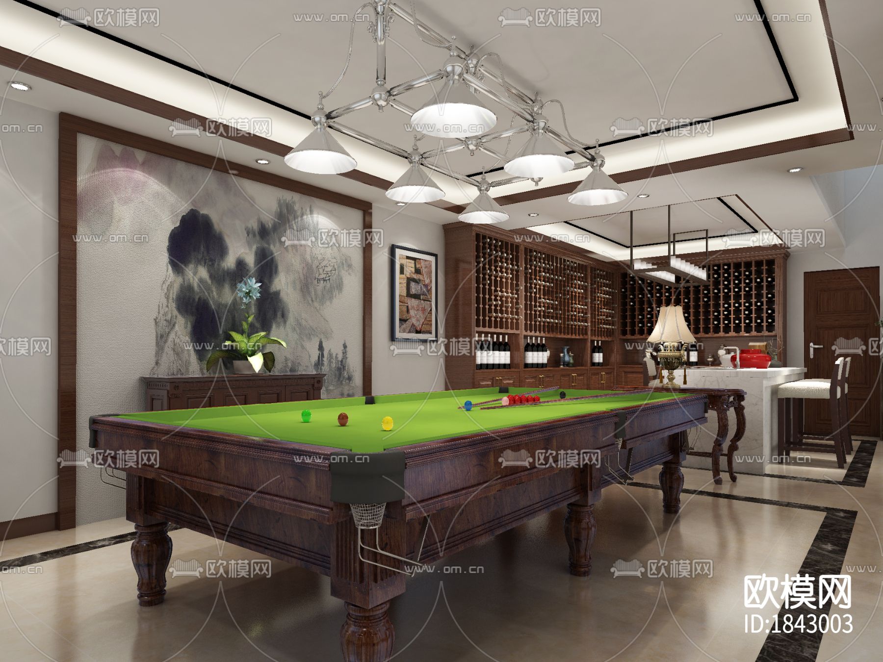 中式别墅cad施工图下载（渲染图3）