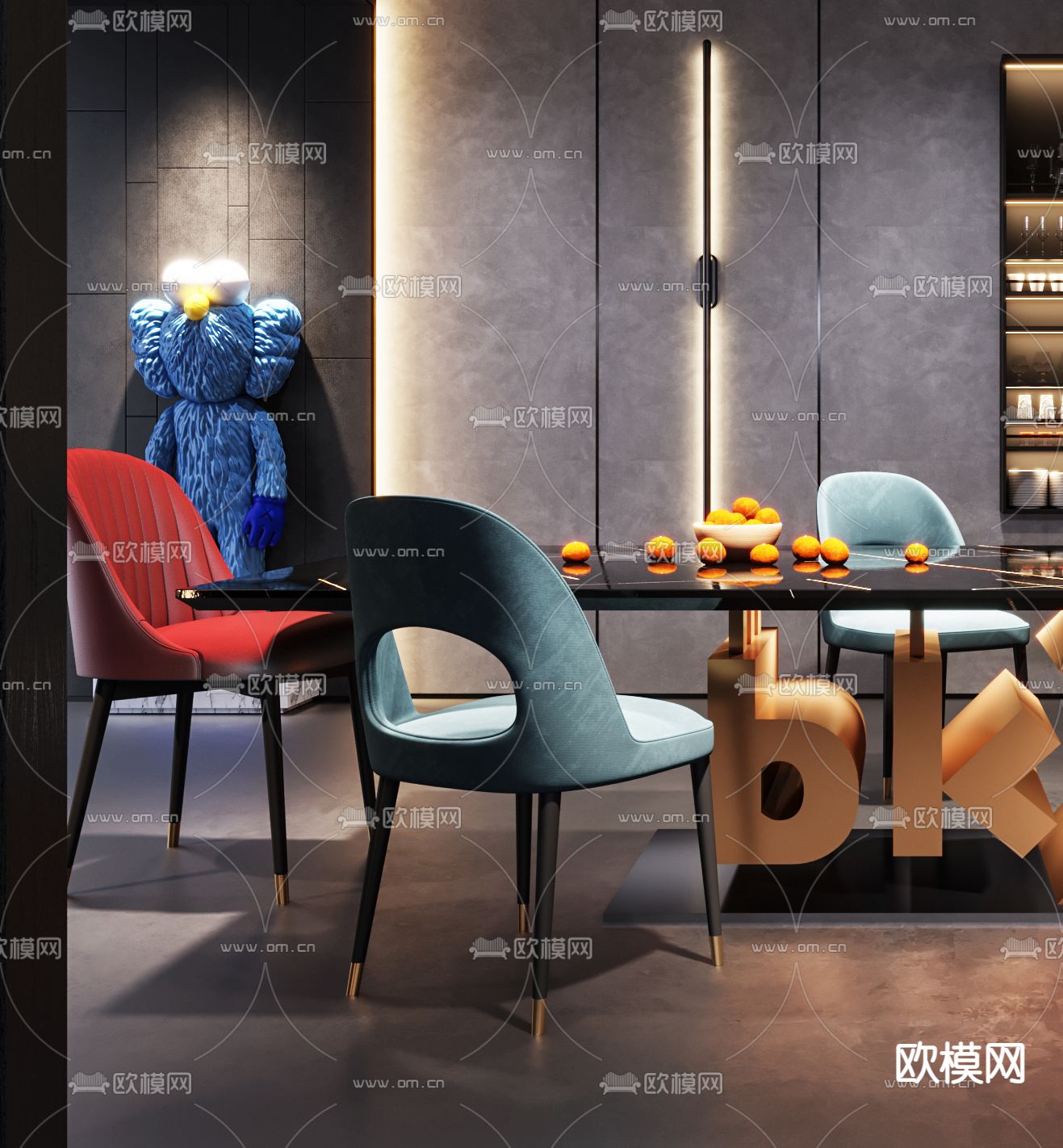 工业风餐厅3d模型下载（渲染图3）