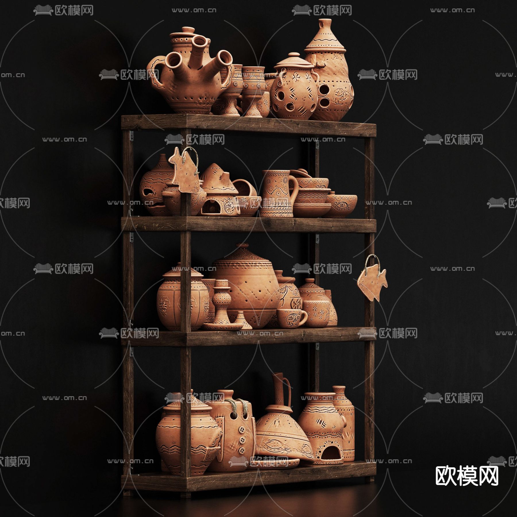 侘寂陶瓷器皿3d模型下载（渲染图5）