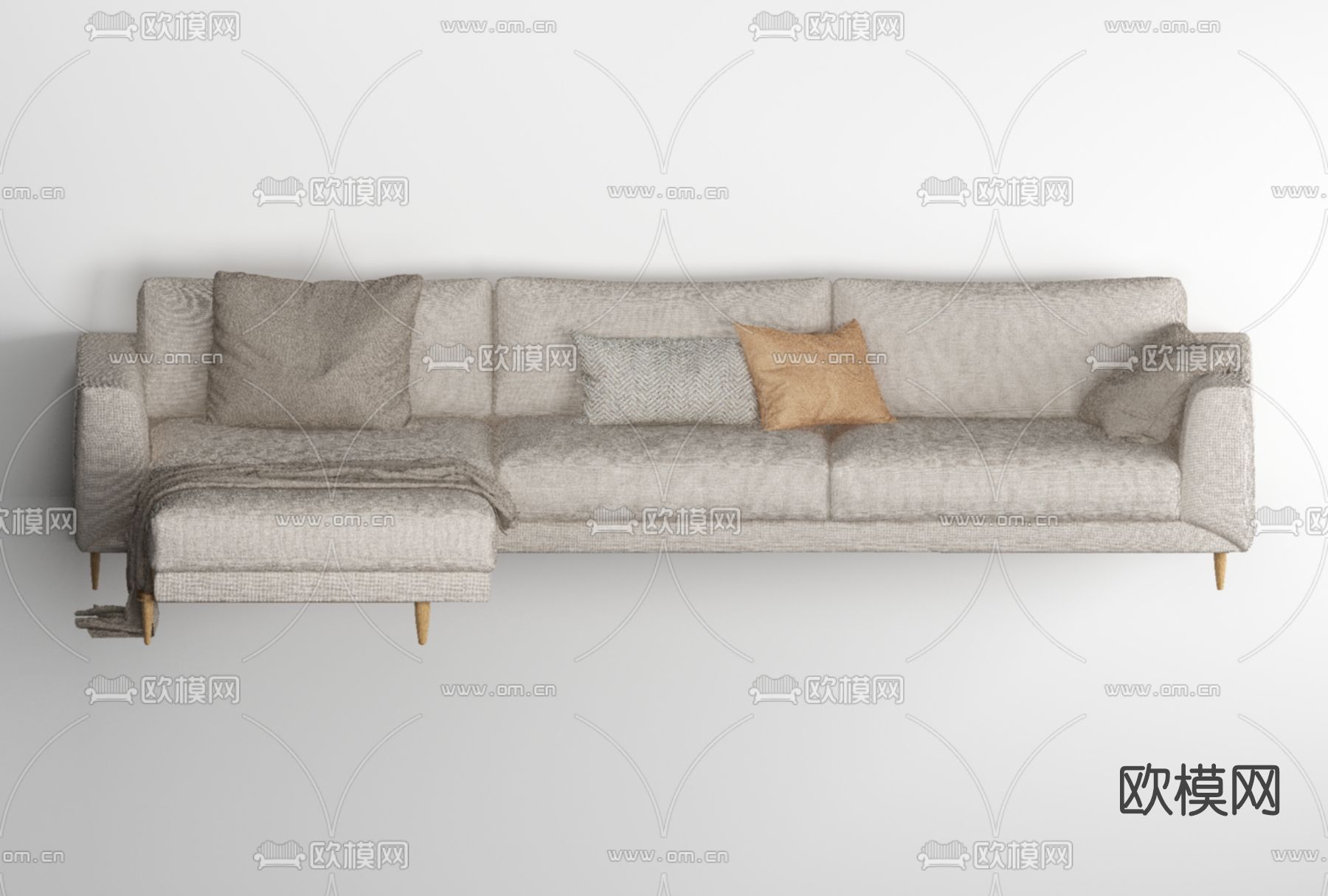 北欧布艺转角沙发免费3d模型下载