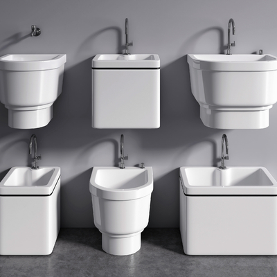  现代拖把池su模型 