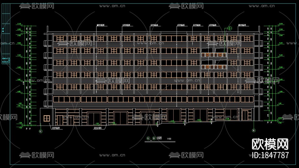 學(xué)生公寓cad施工圖下載(渲染圖1)