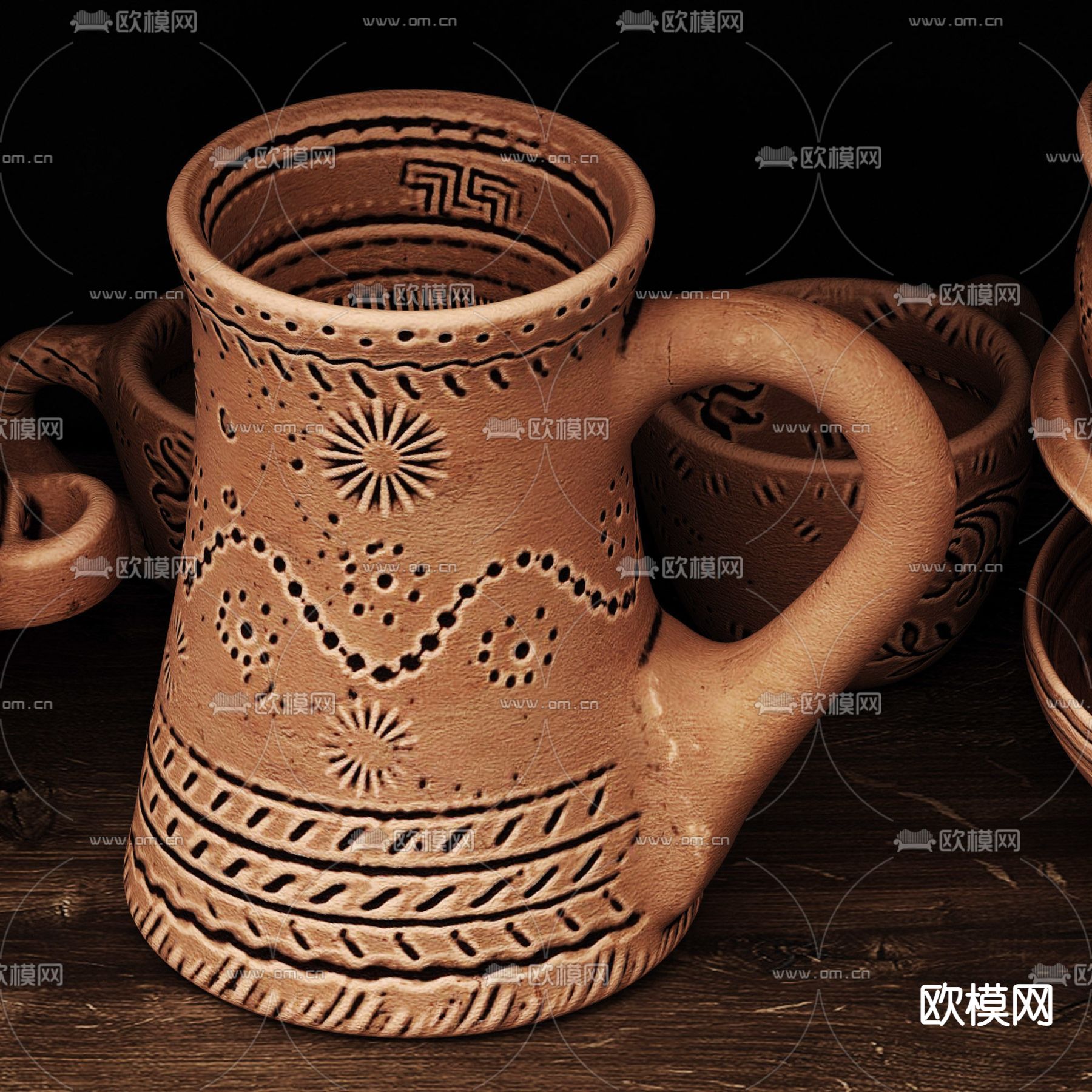 侘寂陶瓷器皿3d模型下载（渲染图3）