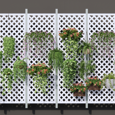  现代吊篮盆栽su模型 