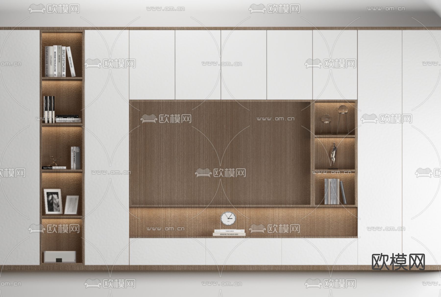 北欧电视背景墙免费3d模型下载