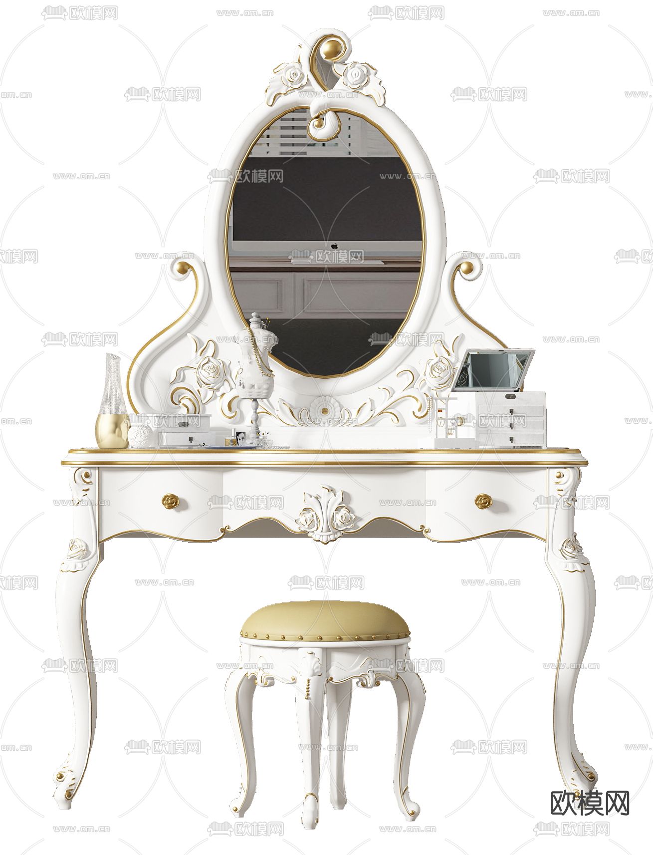 欧式梳妆台su模型下载（渲染图1）