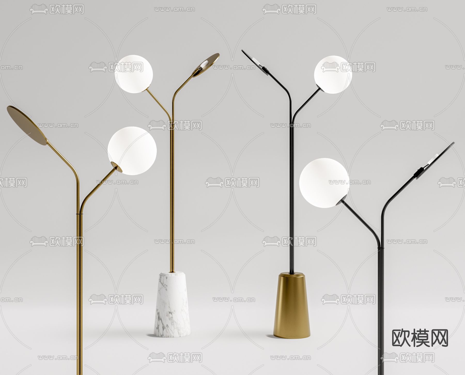 现代金属落地灯su模型下载（渲染图1）
