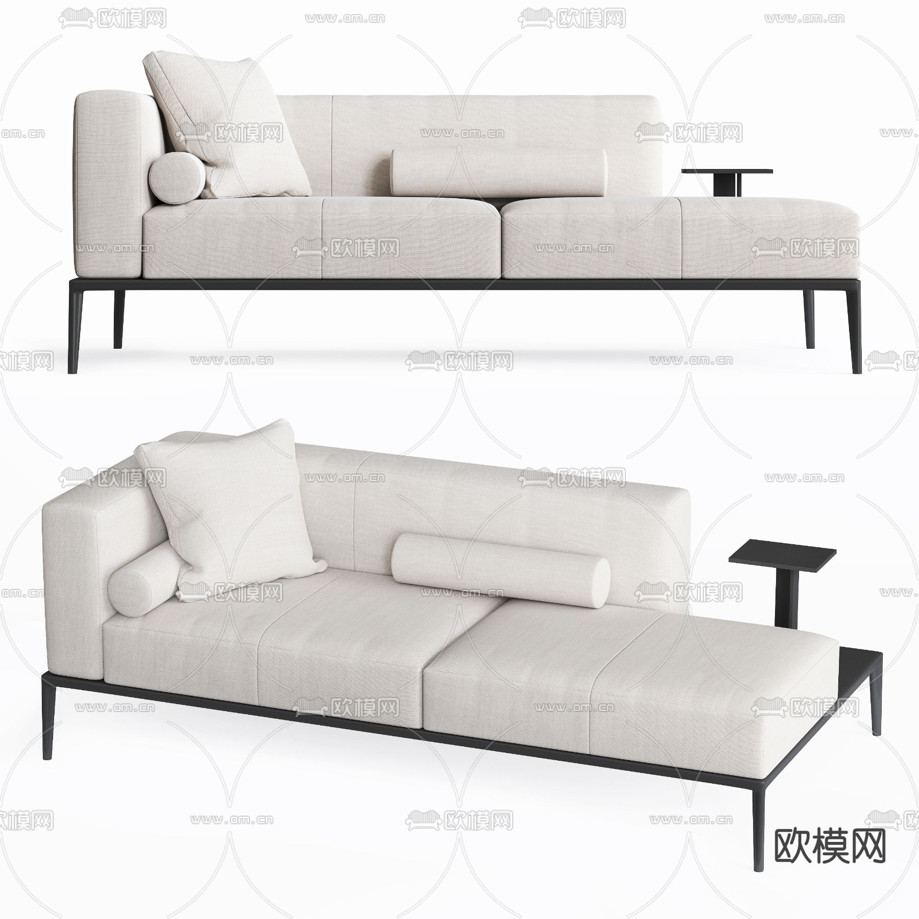 现代布艺贵妃椅3d模型下载