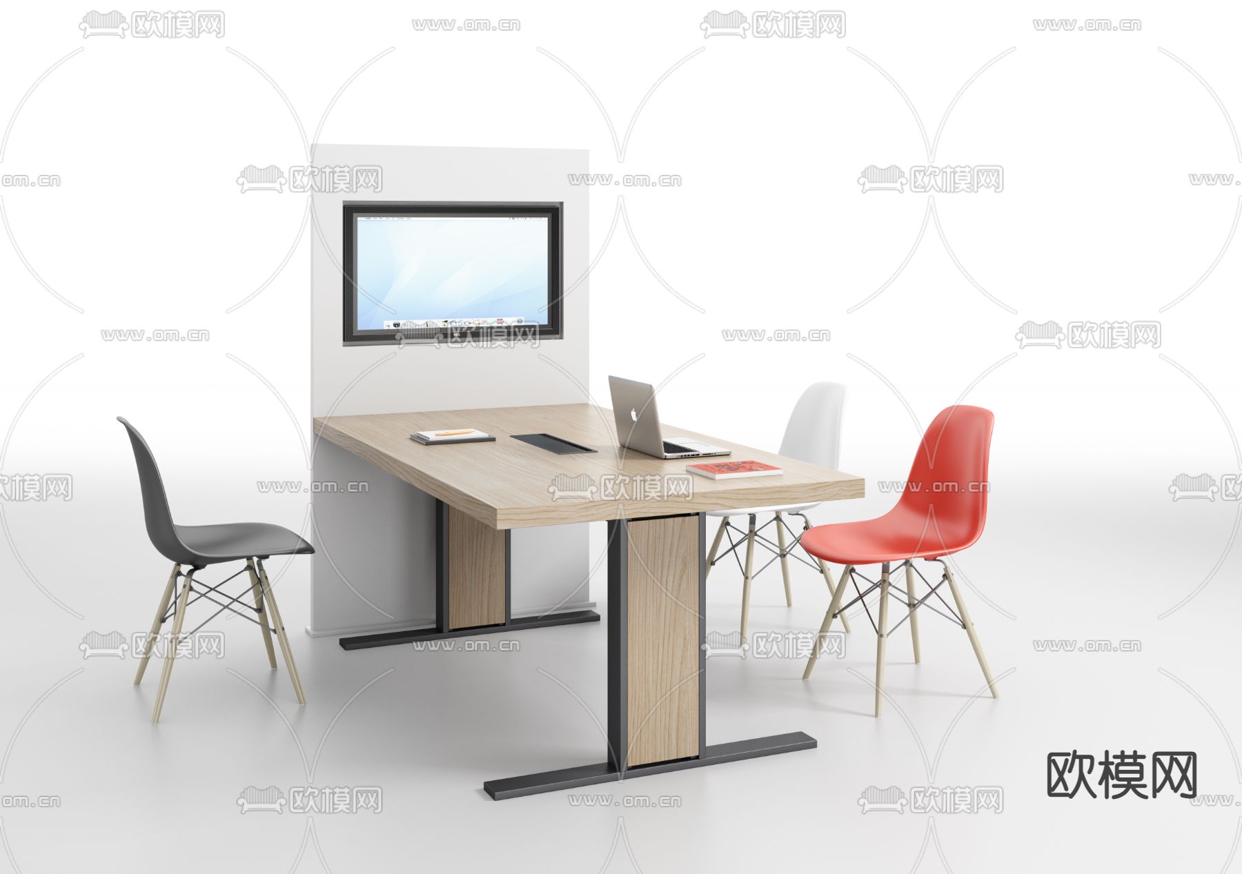 现代办公桌免费3d模型下载