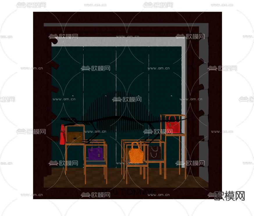 现代橱窗su模型下载（渲染图2）