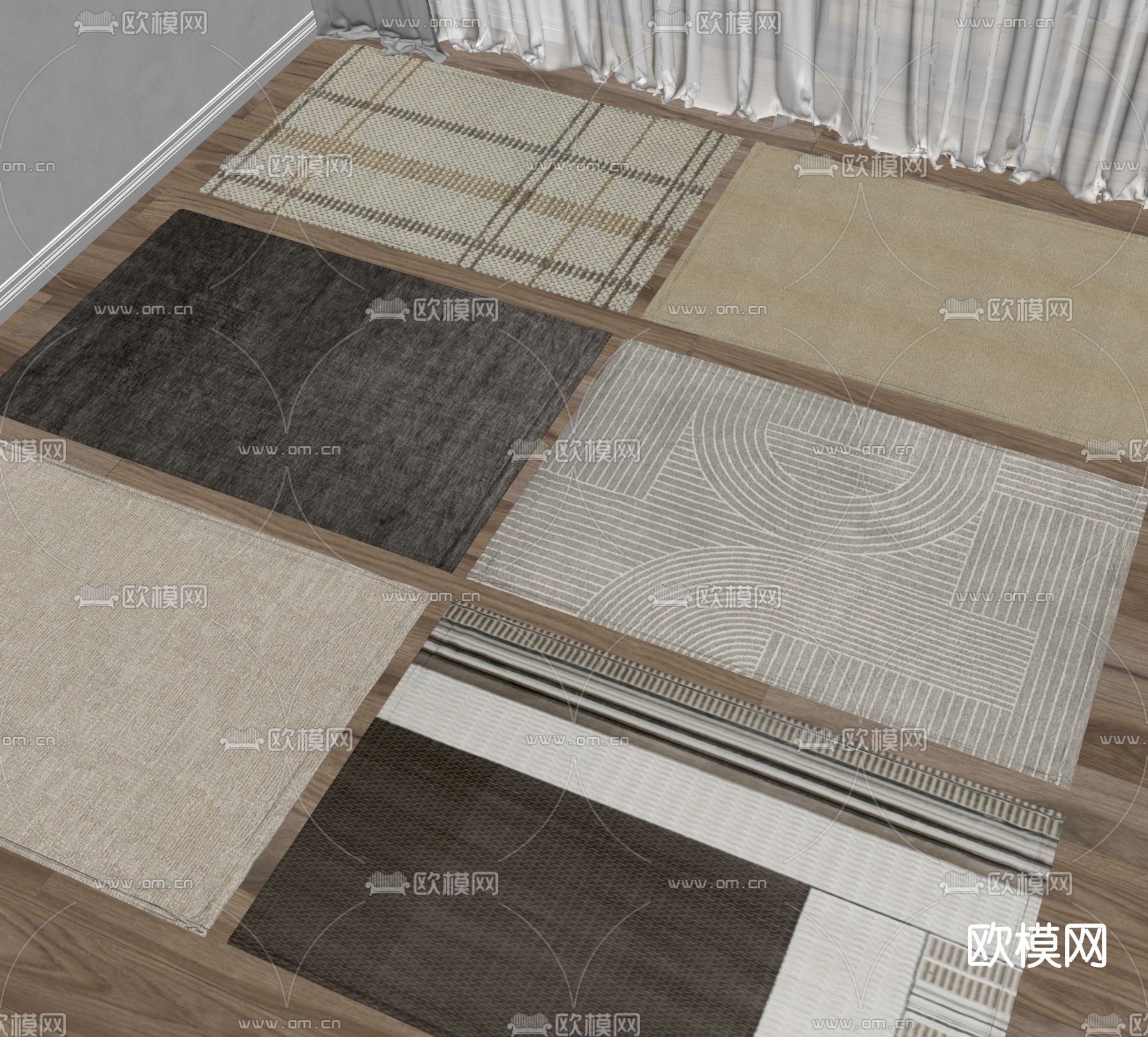 现代布艺地毯su模型