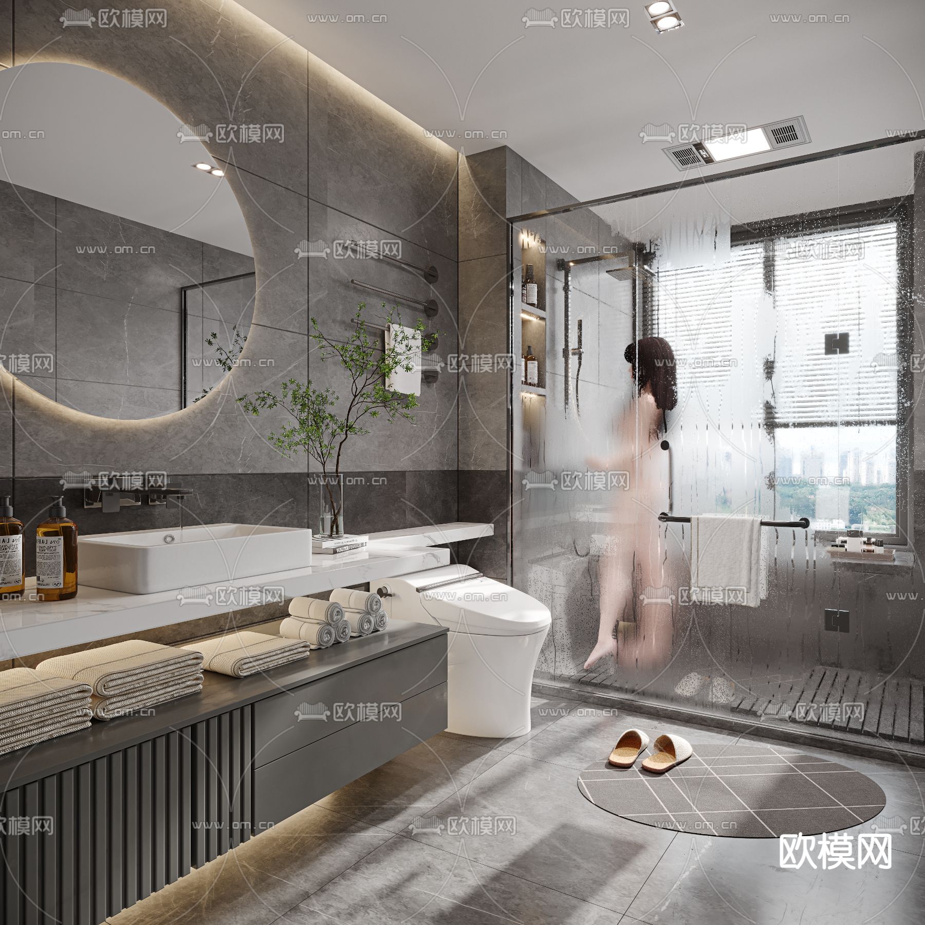 现代卫生间浴室3d模型