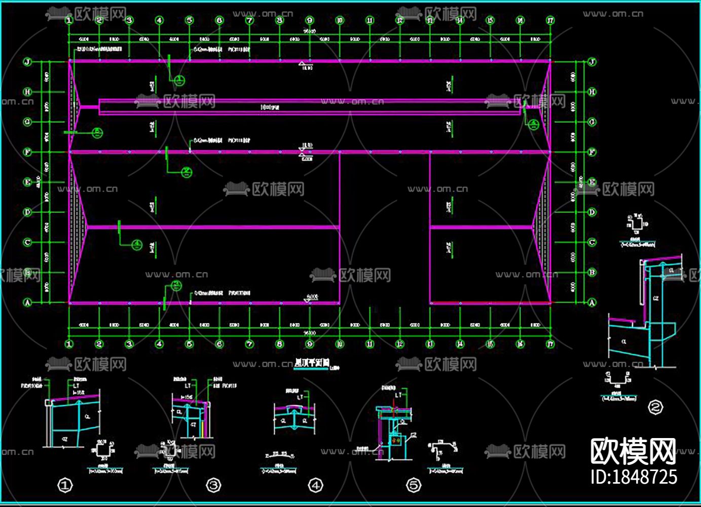 热处理车间结构cad图库下载（渲染图2）