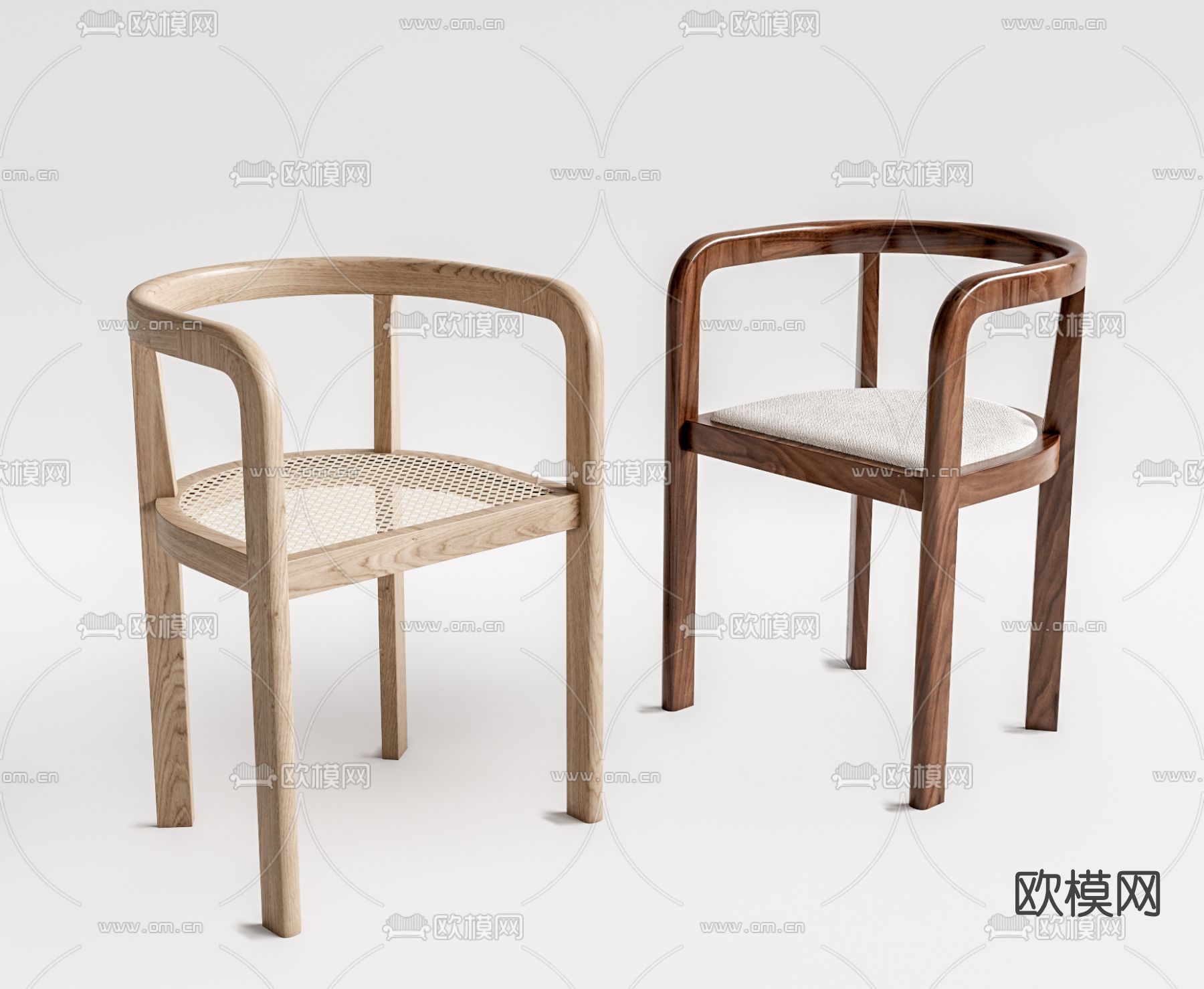 侘寂风单椅餐椅su模型下载（渲染图1）