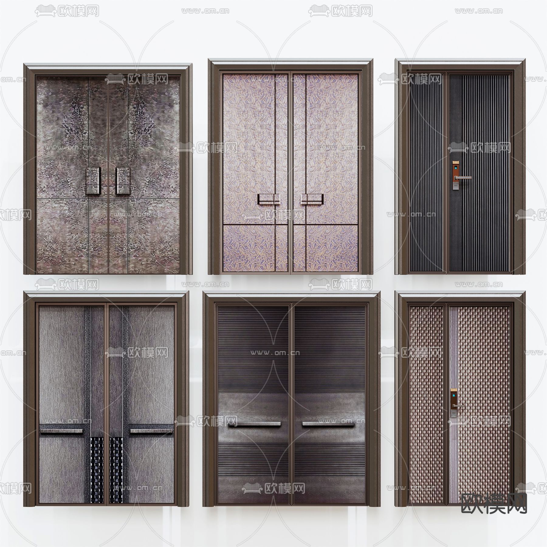 现代入户大门双开门3d模型下载（渲染图1）