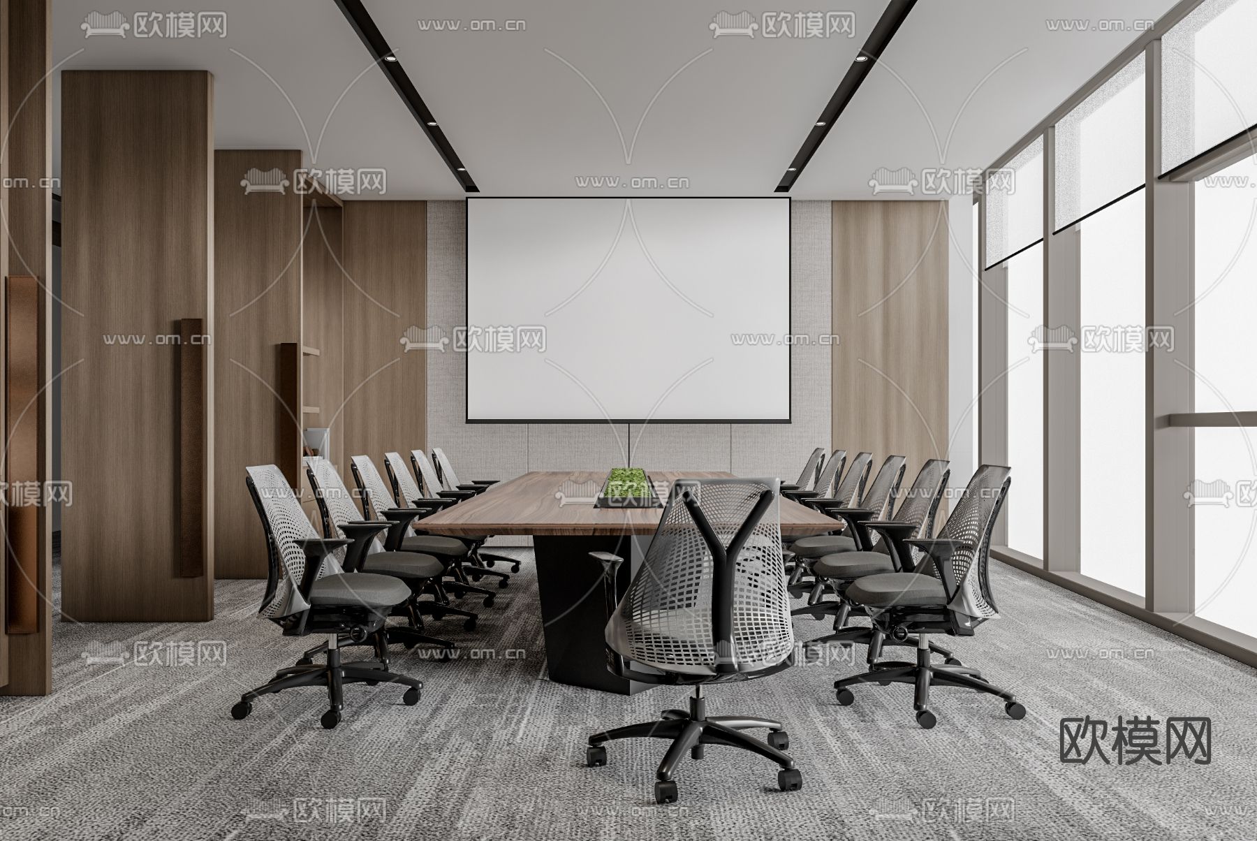 现代会议室su模型下载（渲染图1）