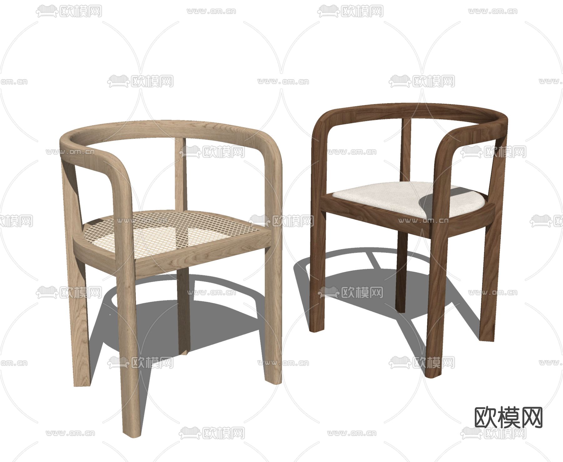 侘寂风单椅餐椅su模型下载（渲染图2）