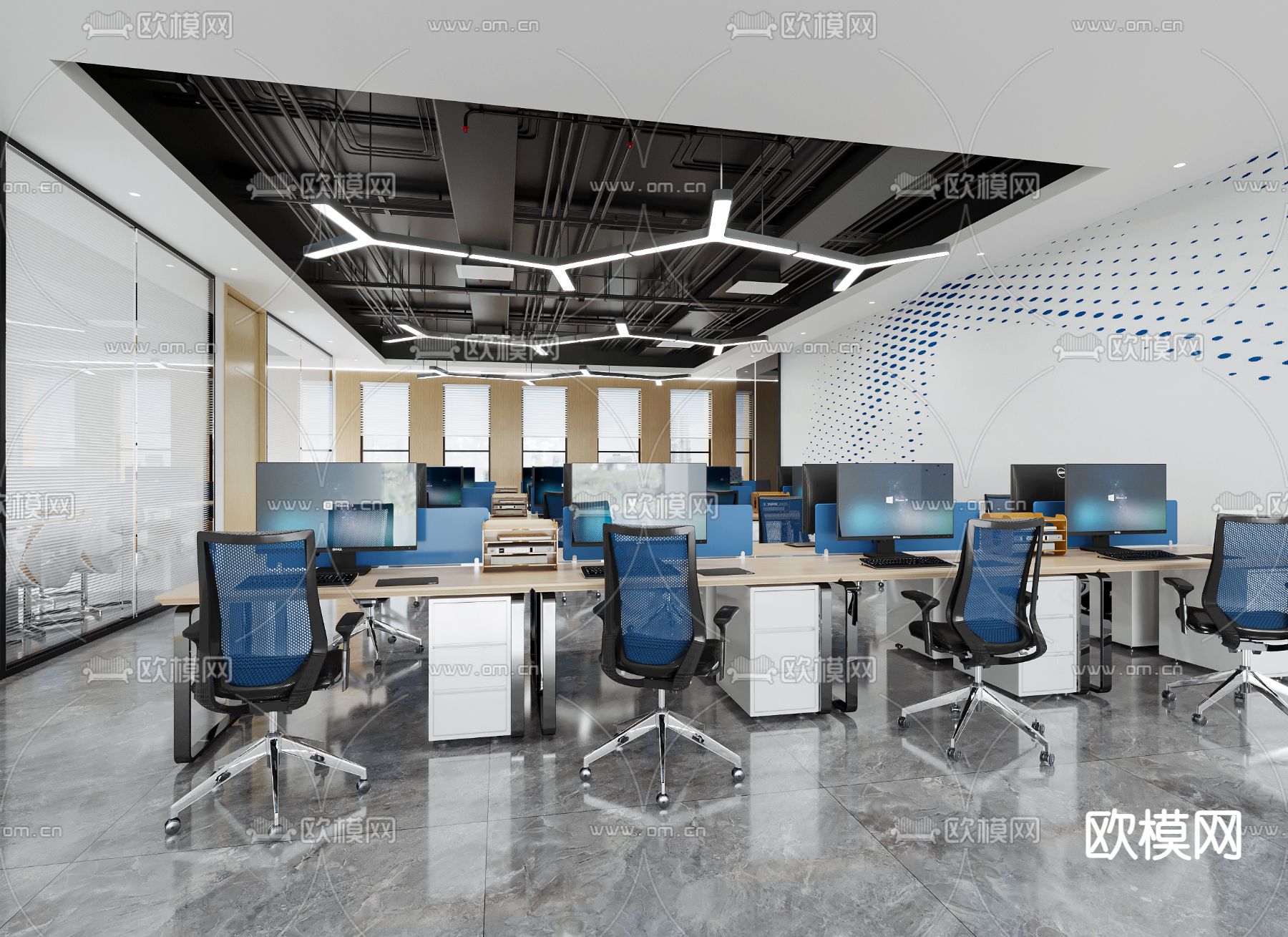 现代办公区3d模型下载_ID11701910_3dmax免费模型-欧模网