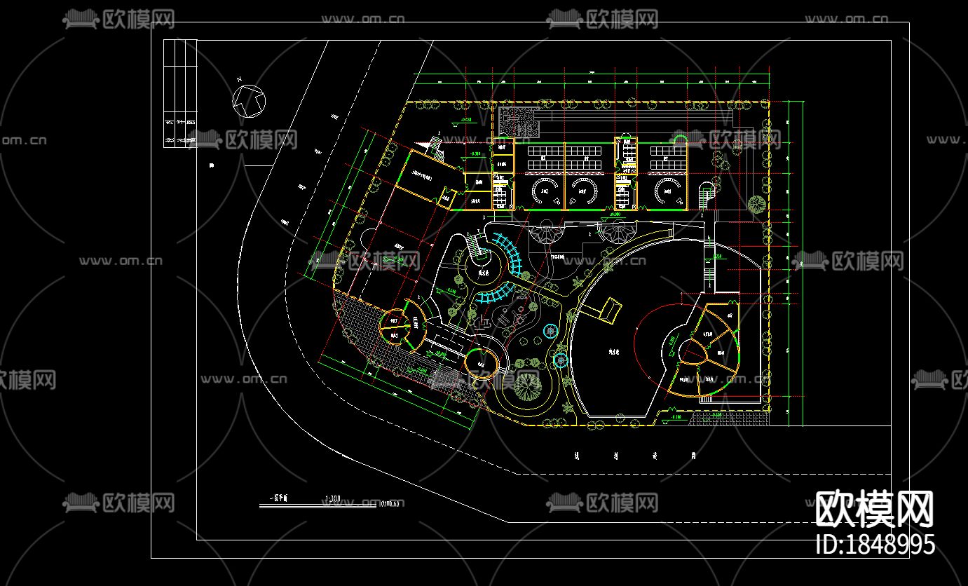 幼儿园cad施工图下载（渲染图5）