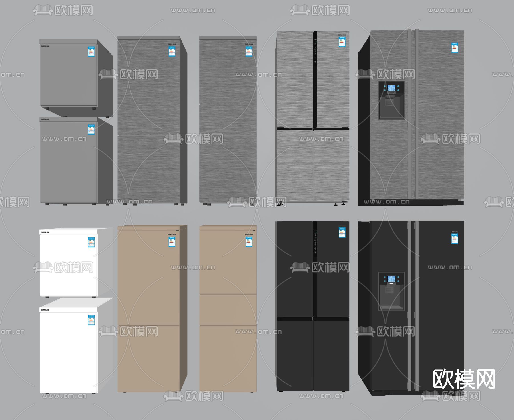 现代冰箱su模型下载（渲染图2）
