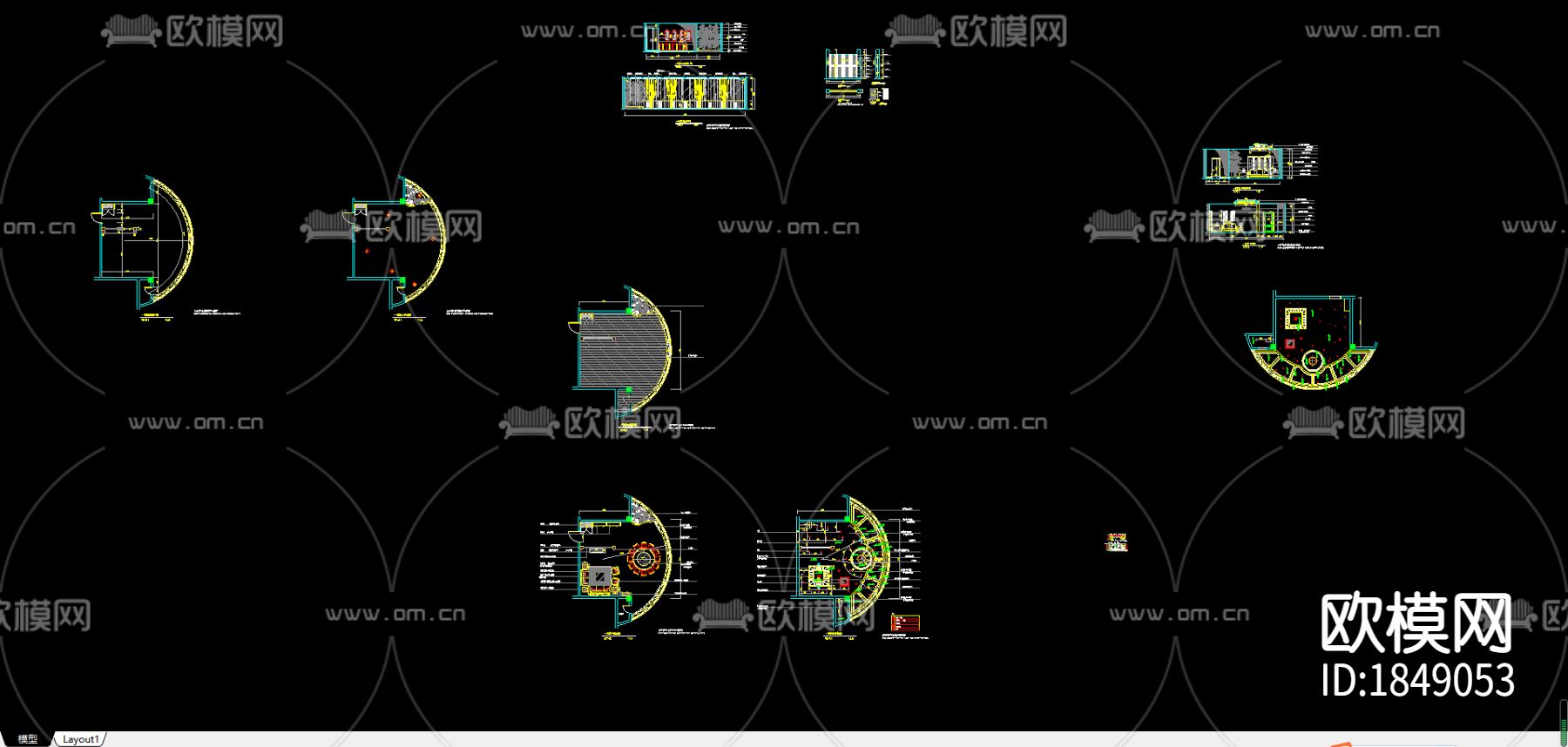 包间1cad施工图下载（渲染图1）