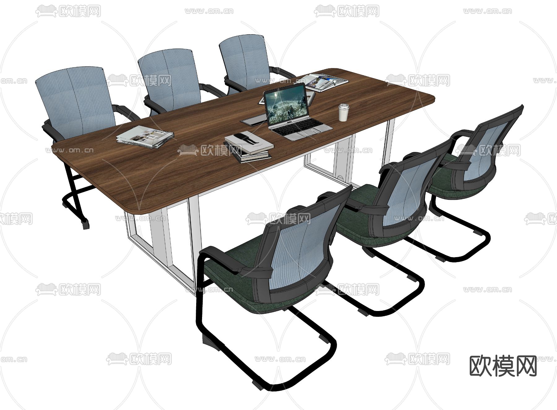 现代办公桌椅su模型下载（渲染图4）