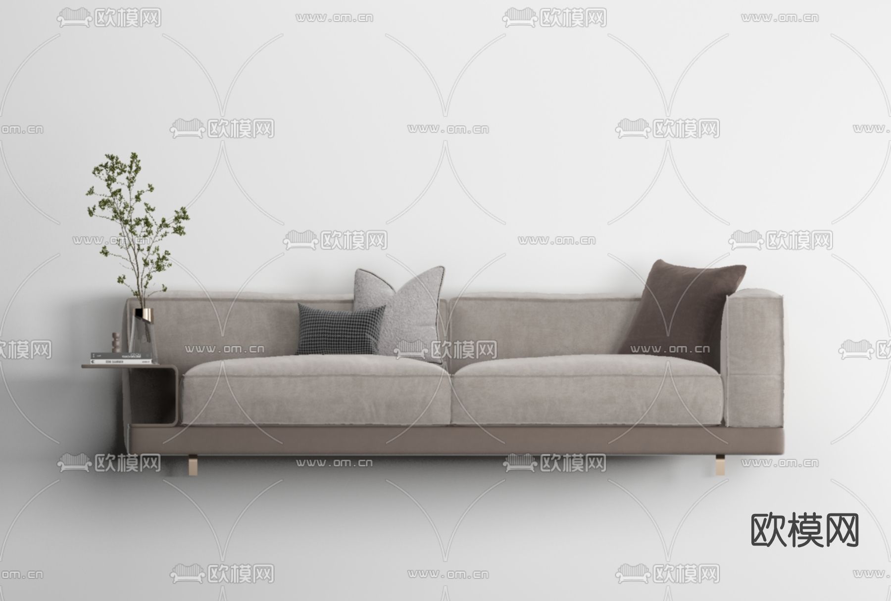 现代布艺双人沙发免费3d模型下载